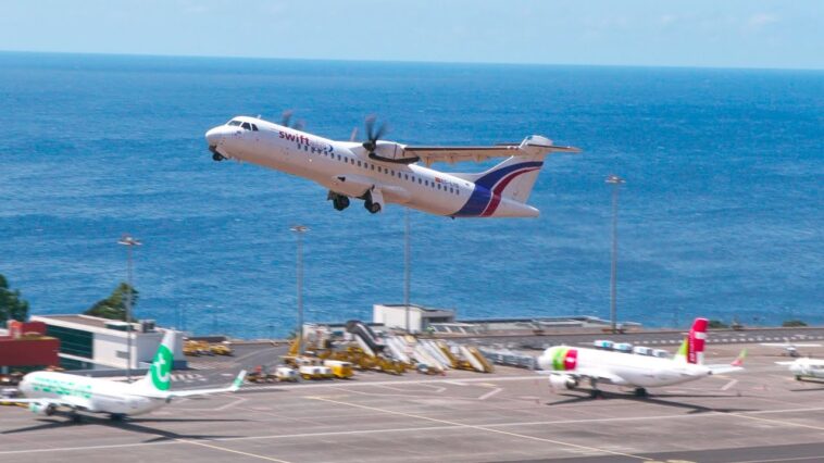 ATR 72-500 POWERBACK and Takeoff from Madeira Airport